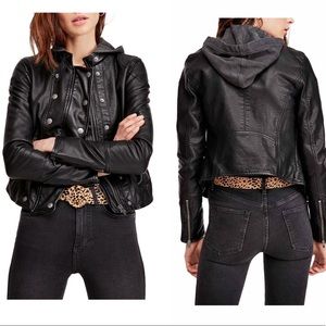 Free People New Dawn Vegan Leather Moto Jacket